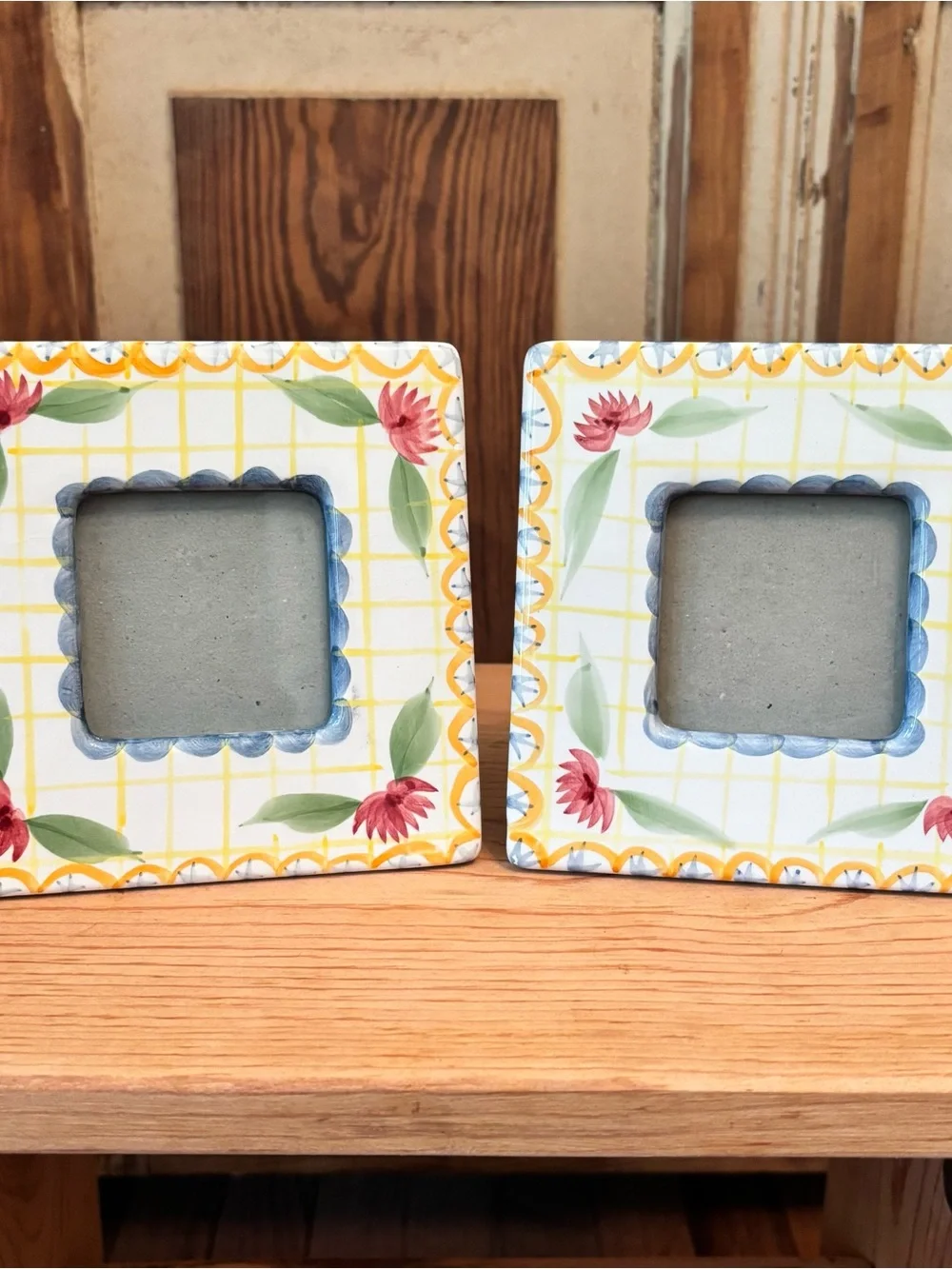 Hand-Painted Floral Ceramic Photo Frames